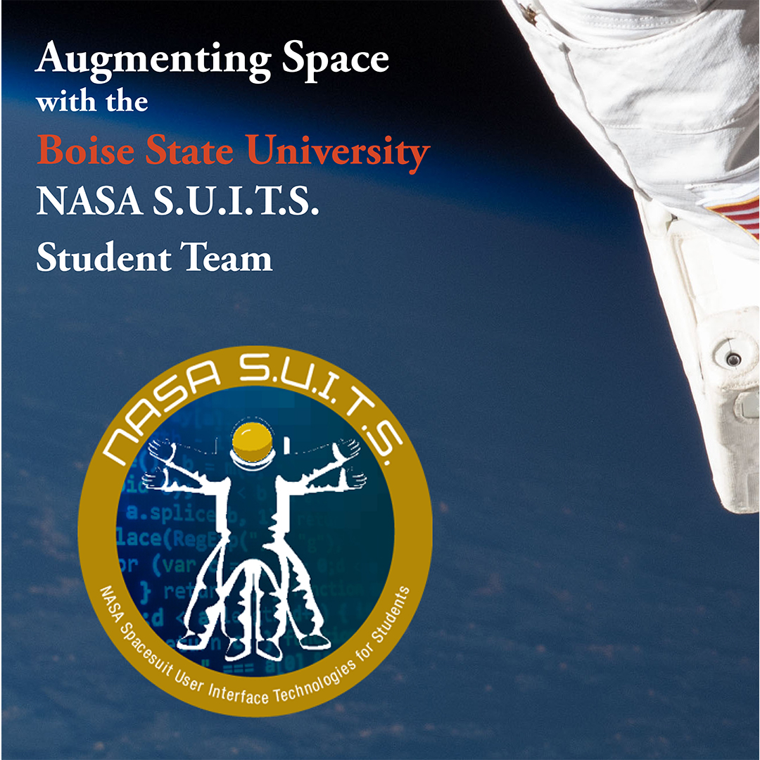 2018 BSU NASA SUITS Poster Detail with Astronaut above Earth